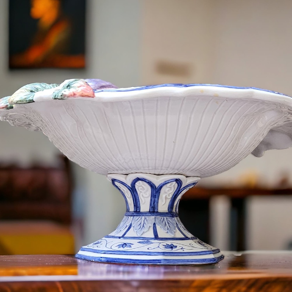 Fitz and Floyd Vintage Spring Bowl Majolica 3D Compote Embossed Fruit